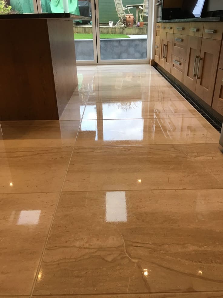 Precision floor polishing — Kitchen Marble Floor