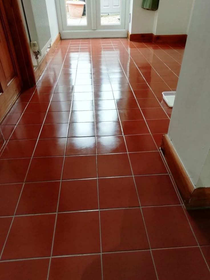 Precision floor polishing — Quarry Tiled Hallway Floor After Renovation In…