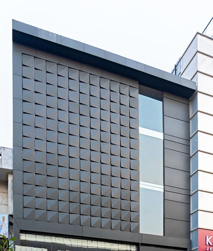 Structural ACP facade — ACP Cladding For Commercial Project Besides Kalyan Jewelers, Delhi