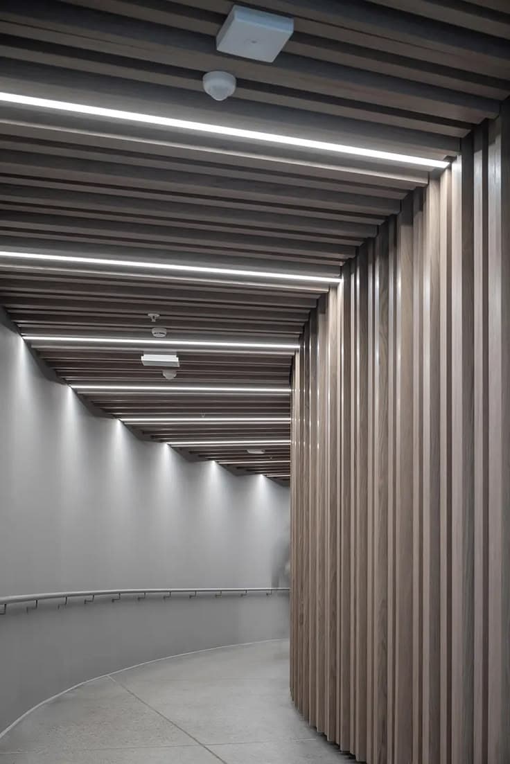PVC louvers — RIBLINE TIMBER SLATS CEILING Ceiling Panels From Lindner Group