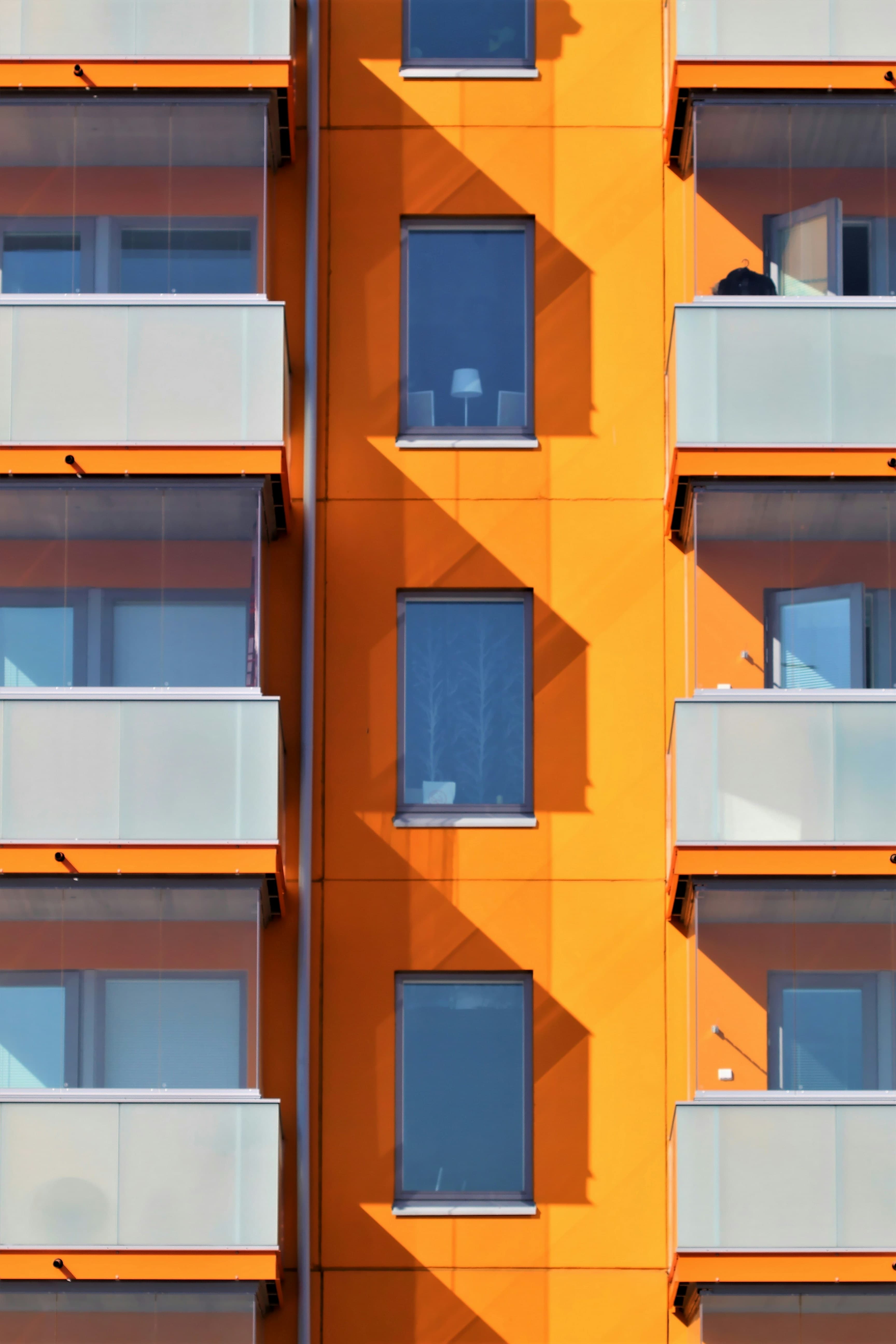 Balcony protective framing with clean geometric lines